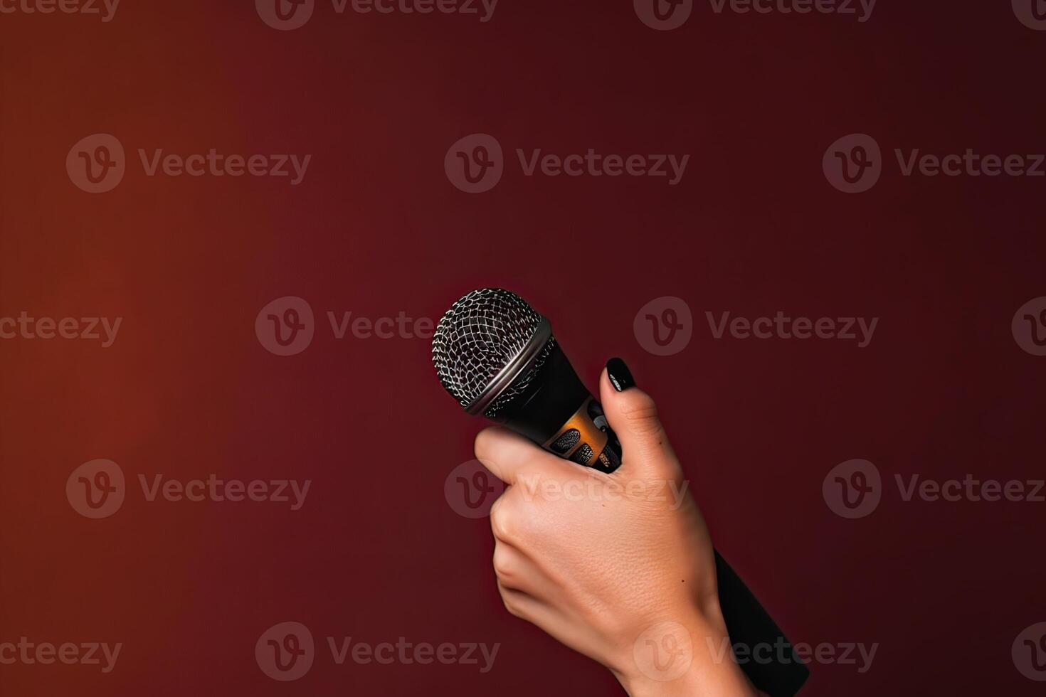 Close-up microphone. microphone isolated on vibrant background, banner with copy space. . photo