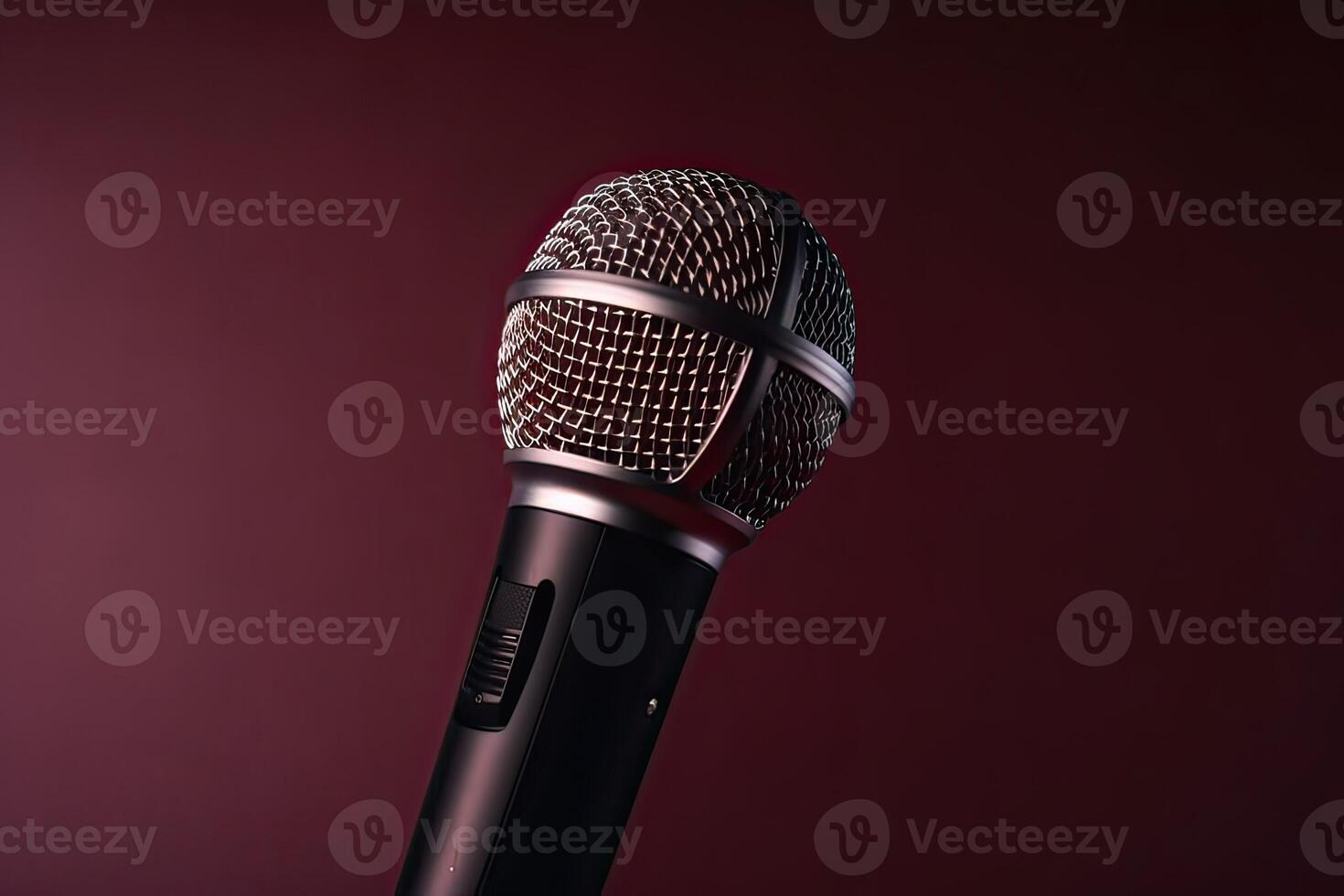 Close-up microphone. microphone isolated on vibrant background, banner with copy space. . photo
