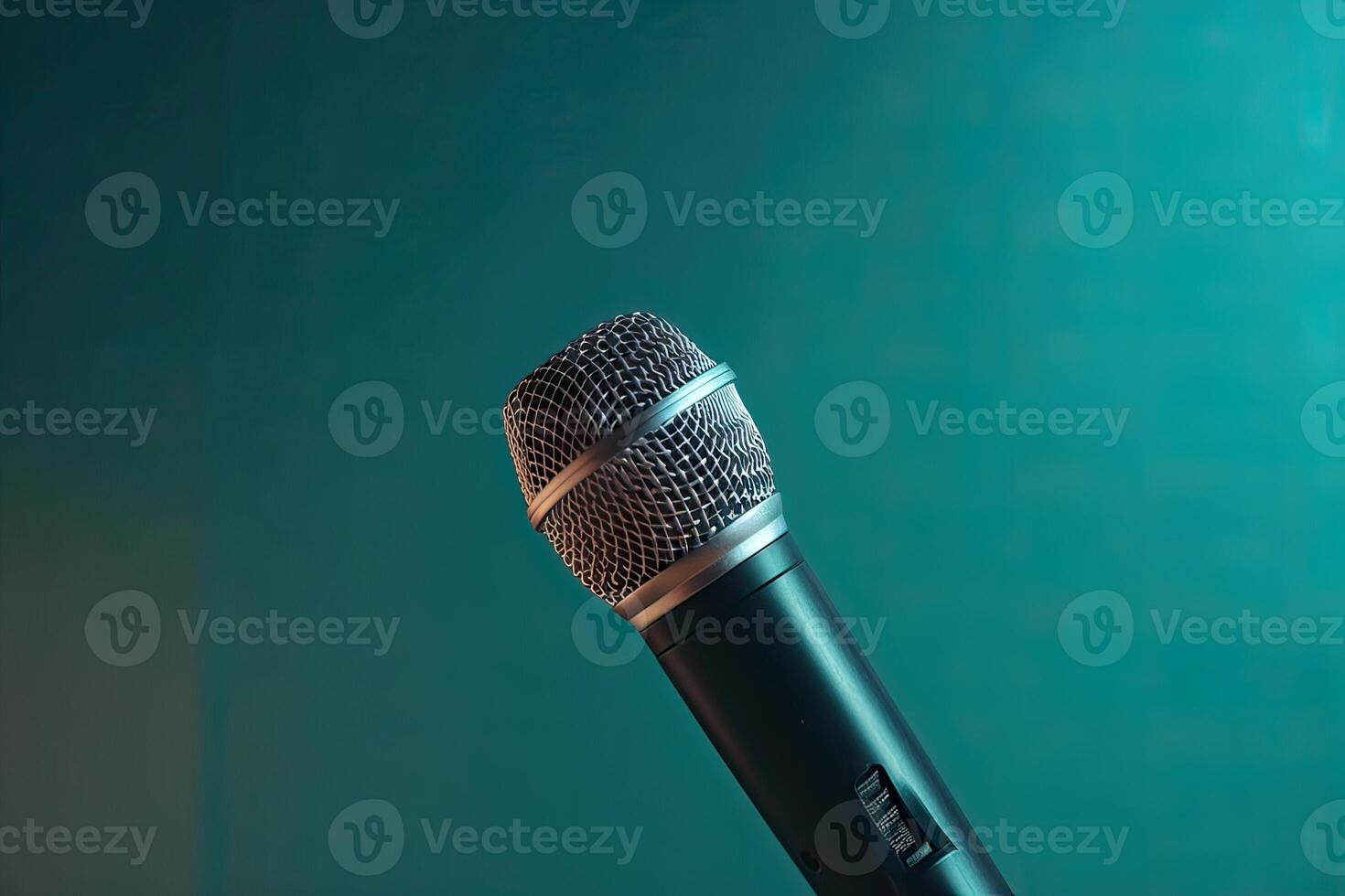 Close-up microphone. microphone isolated on vibrant background, banner with copy space. . photo