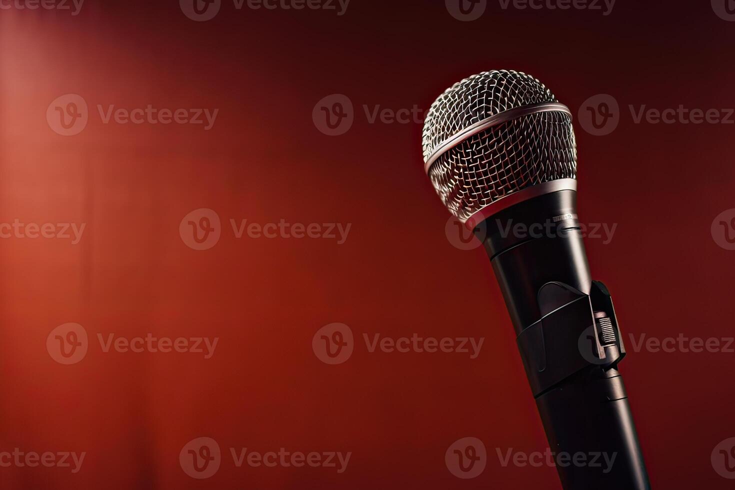 Close-up microphone. microphone isolated on vibrant background, banner with copy space. . photo