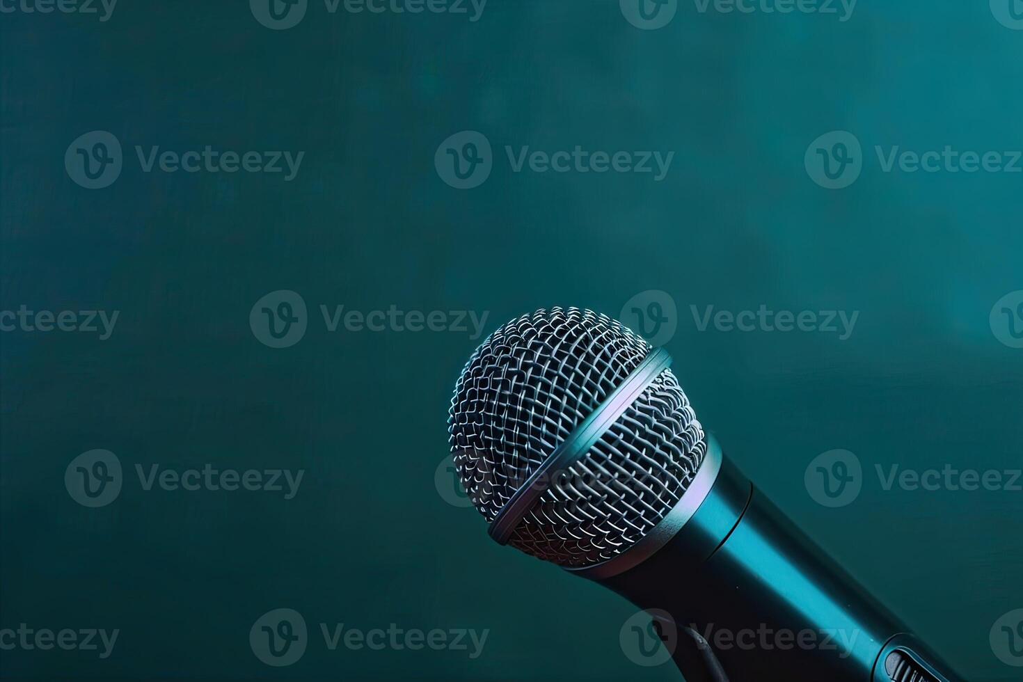 Close-up microphone. microphone isolated on vibrant background, banner with copy space. . photo