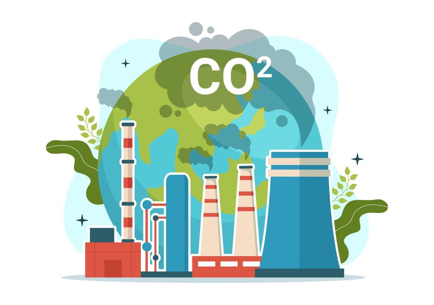 Carbon Dioxide or CO2 Illustration to Save Planet Earth from Climate Change as a Result of Factory and Vehicle Pollution in Hand Drawn Templates vector