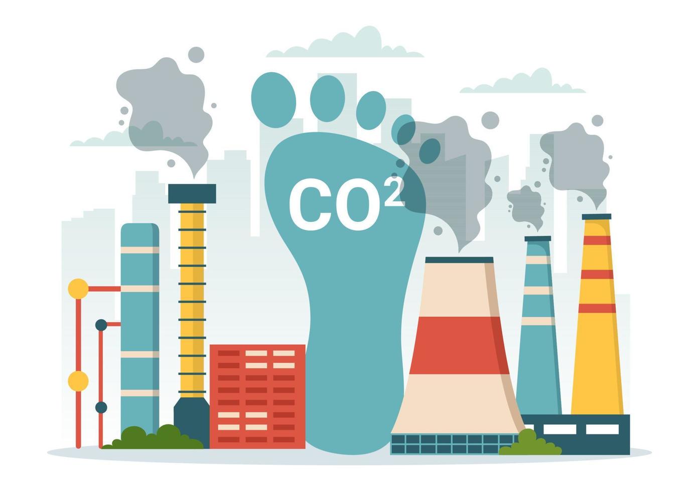 Carbon Dioxide or CO2 Illustration to Save Planet Earth from Climate Change as a Result of Factory and Vehicle Pollution in Hand Drawn Templates vector