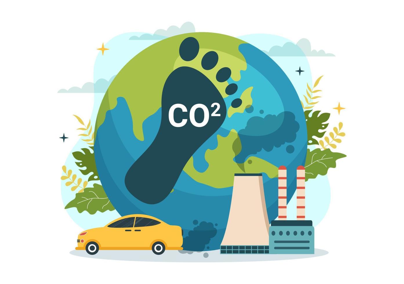 Carbon Dioxide or CO2 Illustration to Save Planet Earth from Climate Change as a Result of Factory and Vehicle Pollution in Hand Drawn Templates vector