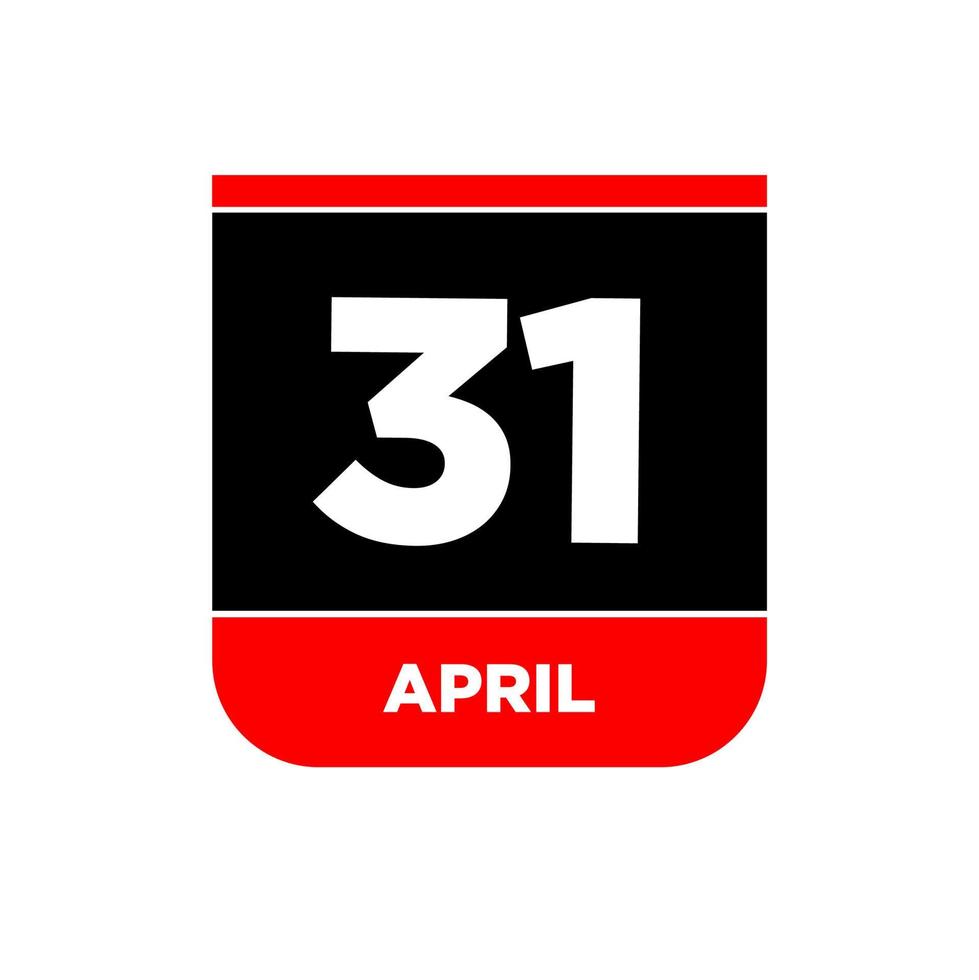 31st April calendar Vector page. 31may icon.