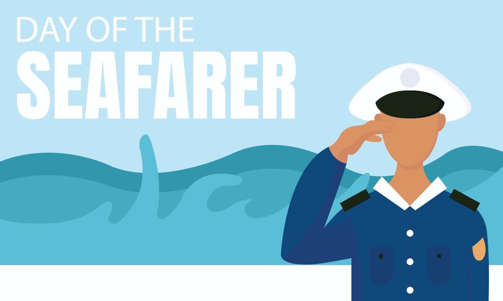 illustration vector graphic of a sailor saluting aboard the ship, perfect for international day, day of the seafarer, celebrate, greeting card, etc.