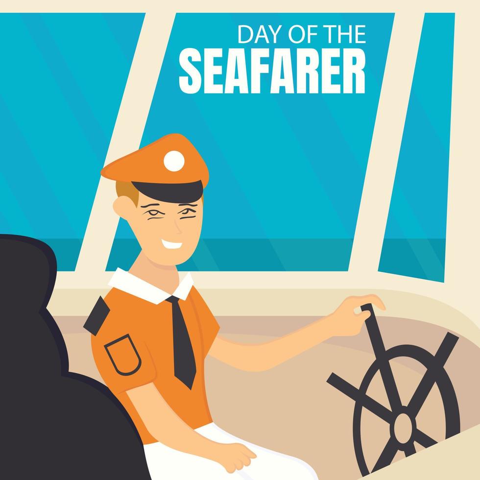 ilustración vector gráfico de un capitán es en el controlar habitación de el barco, Perfecto para internacional día, día de el marinero, celebrar, saludo tarjeta, etc.