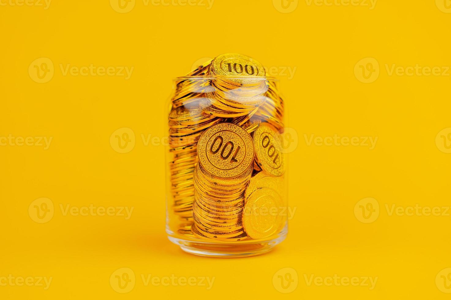 coin in glass jar saving money in a glass jar saving money concept salary income wages photo
