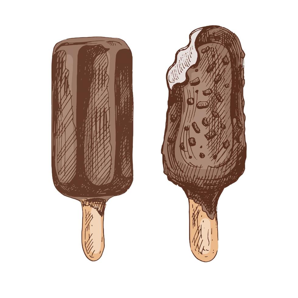 A hand-drawn colored sketch of  ice cream. Element for the design of labels, packaging and postcards. vector