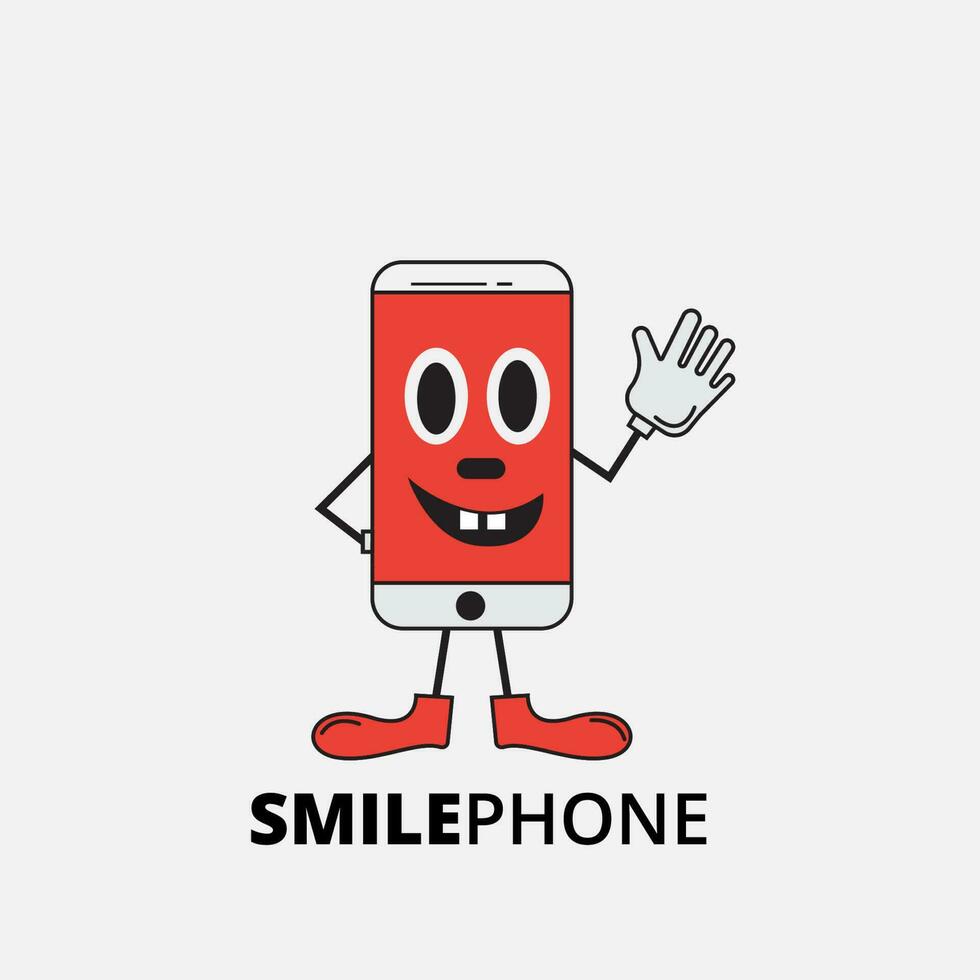 smile phone flat illustration design vector