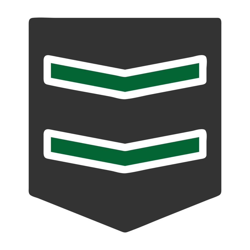 Insignia icono sólido gris verde color militar símbolo Perfecto. vector