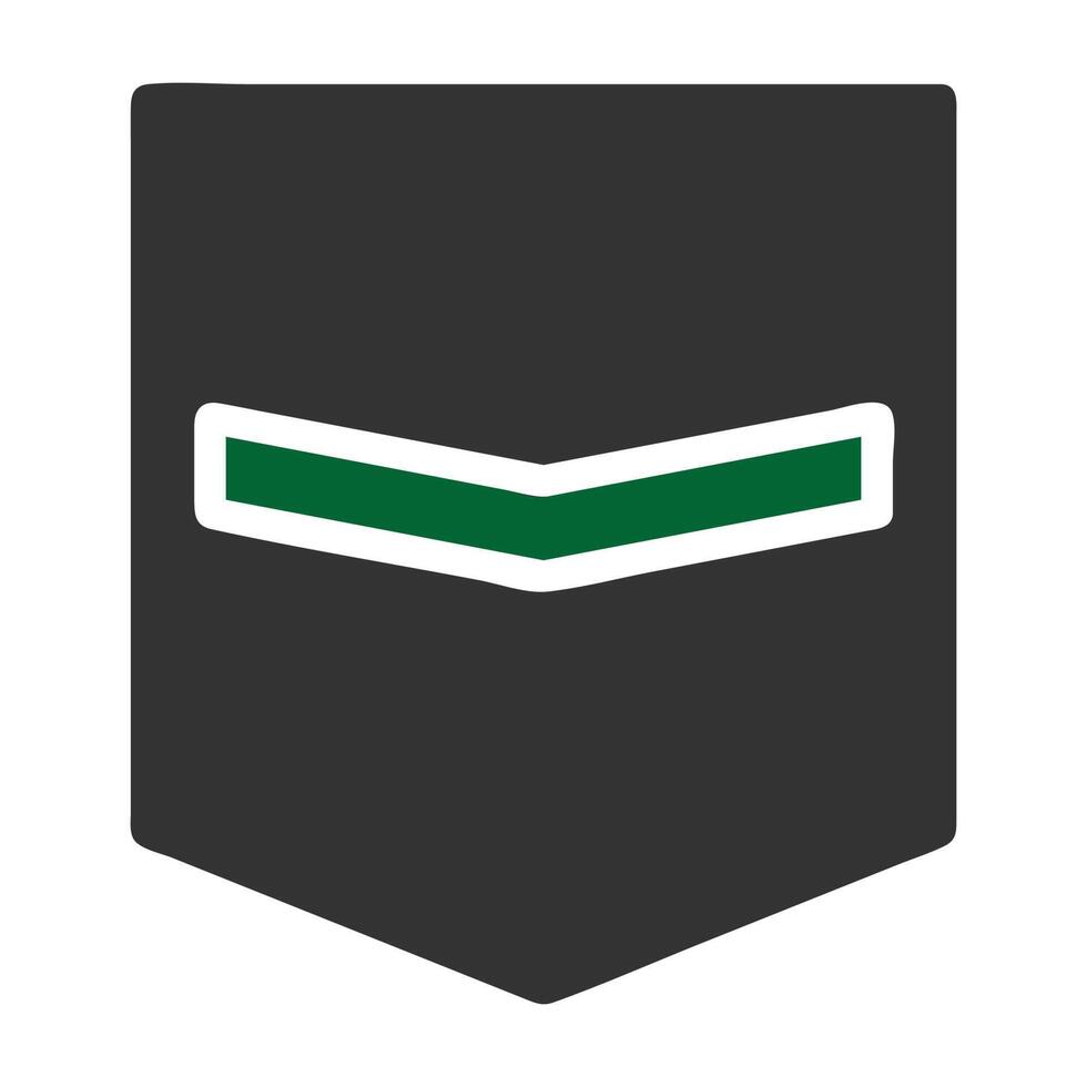 Insignia icono sólido gris verde color militar símbolo Perfecto. vector