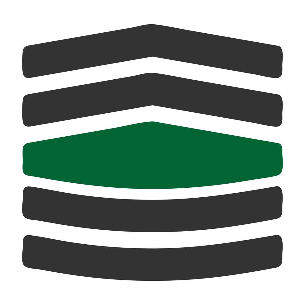 Insignia icono sólido gris verde color militar símbolo Perfecto. vector