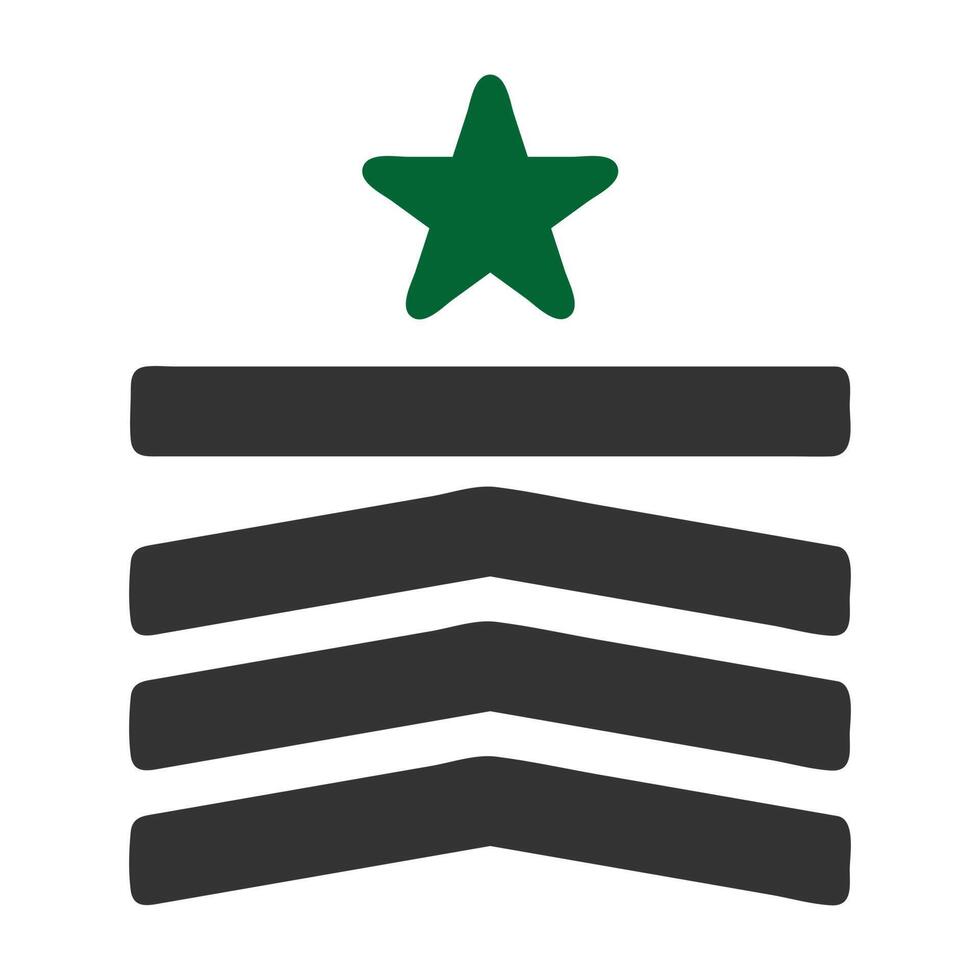 Insignia icono sólido gris verde color militar símbolo Perfecto. vector