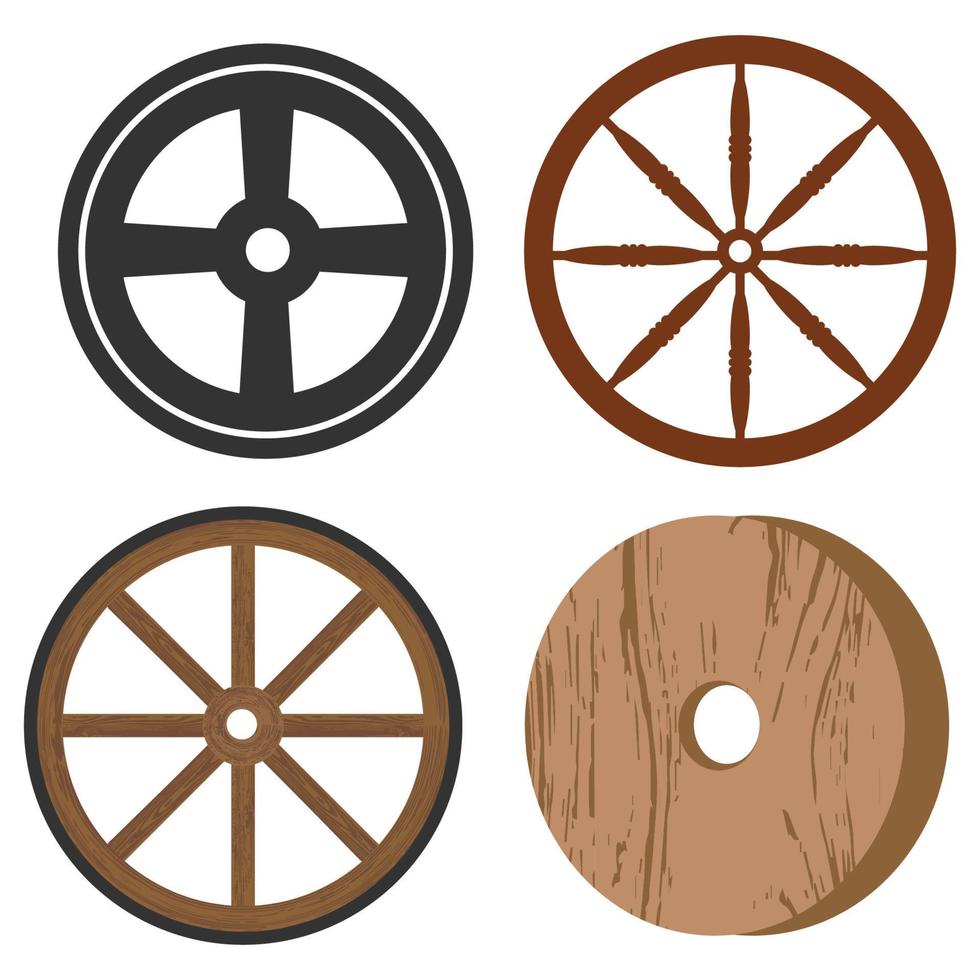 vintage wooden wheel vector icon