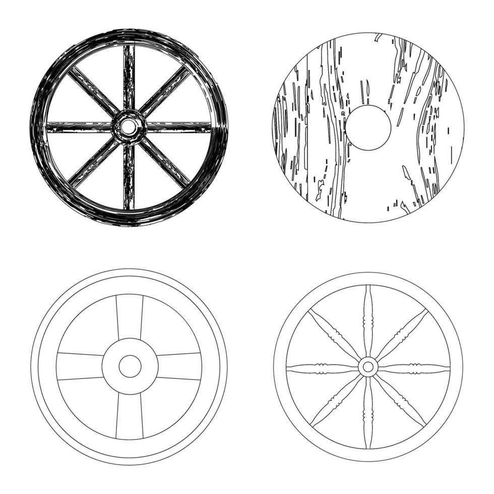 vintage wooden wheel vector icon