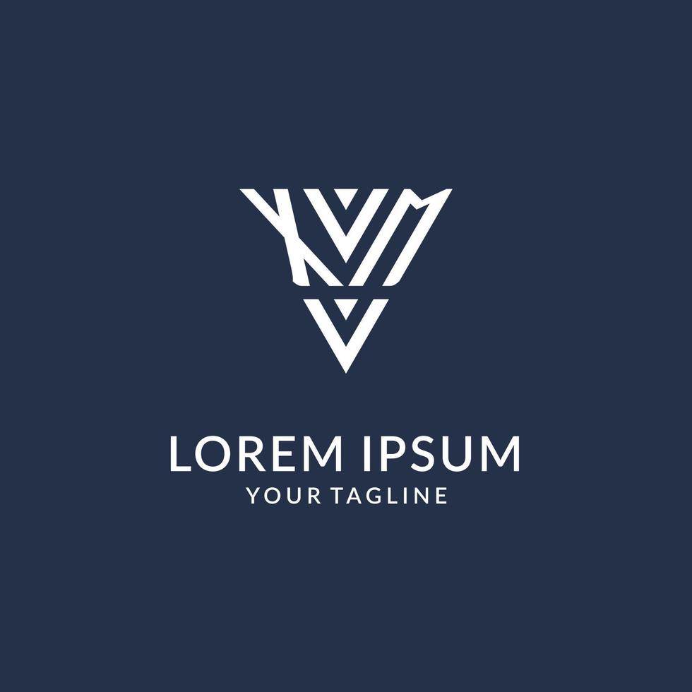 XM triangle monogram logo design ideas, creative initial letter logo with triangular shape logo vector