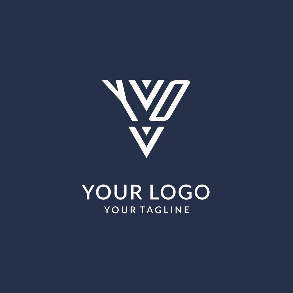 YO triangle monogram logo design ideas, creative initial letter logo with triangular shape logo vector