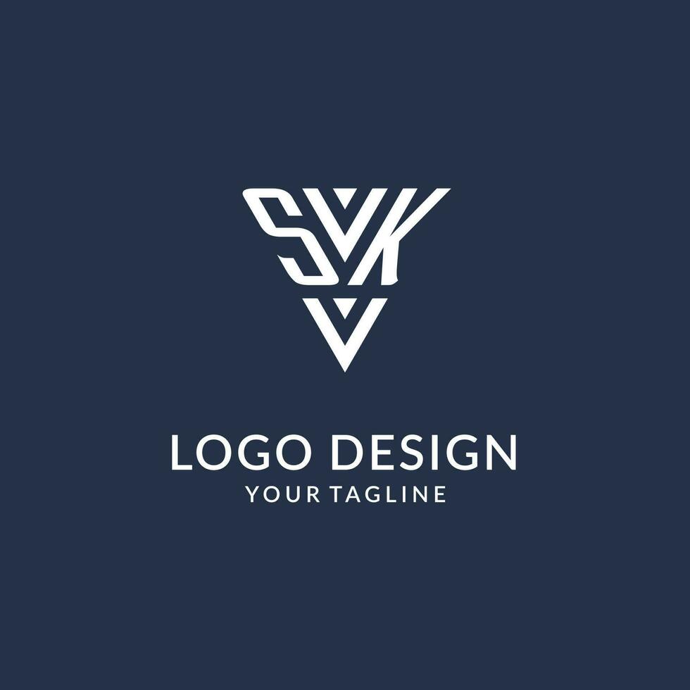 SK triangle monogram logo design ideas, creative initial letter logo with triangular shape logo vector