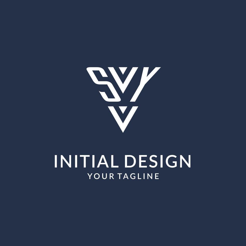 SY triangle monogram logo design ideas, creative initial letter logo with triangular shape logo vector