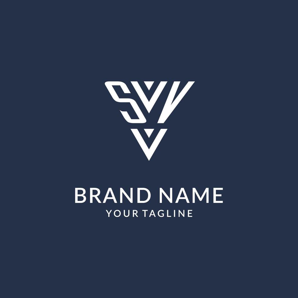 SV triangle monogram logo design ideas, creative initial letter logo with triangular shape logo vector
