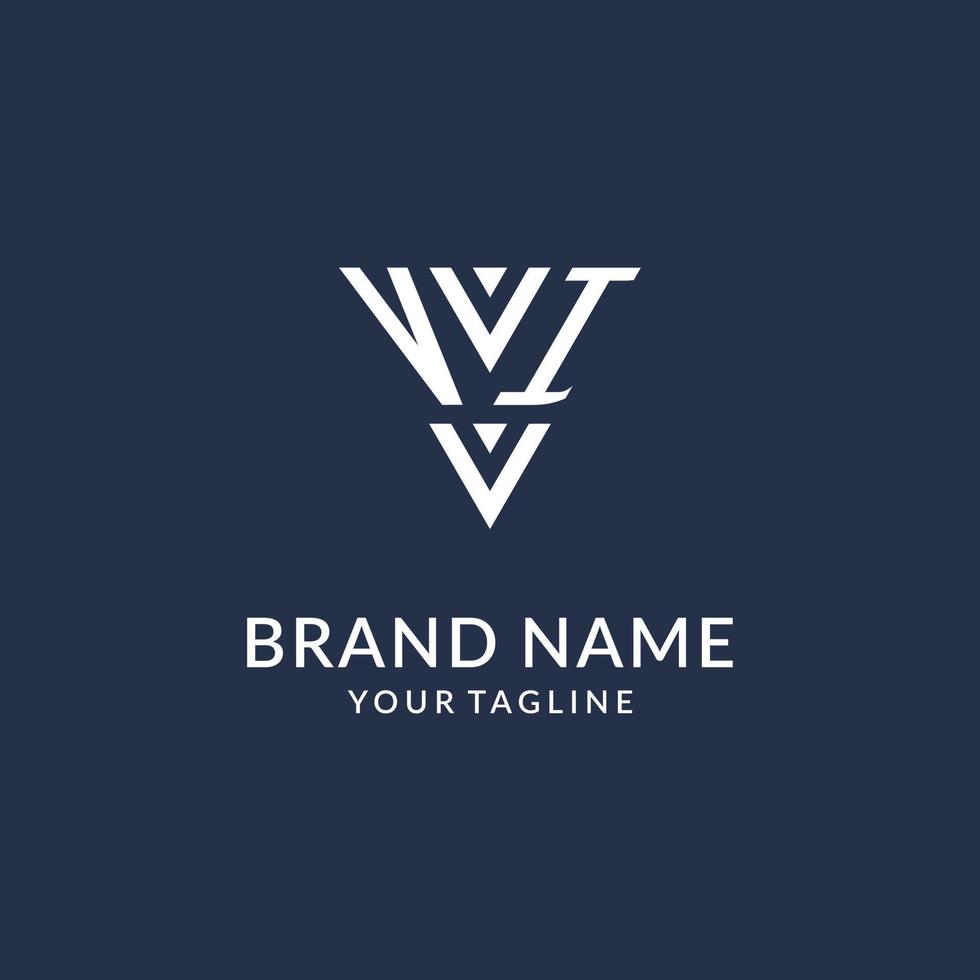 VI triangle monogram logo design ideas, creative initial letter logo with triangular shape logo vector