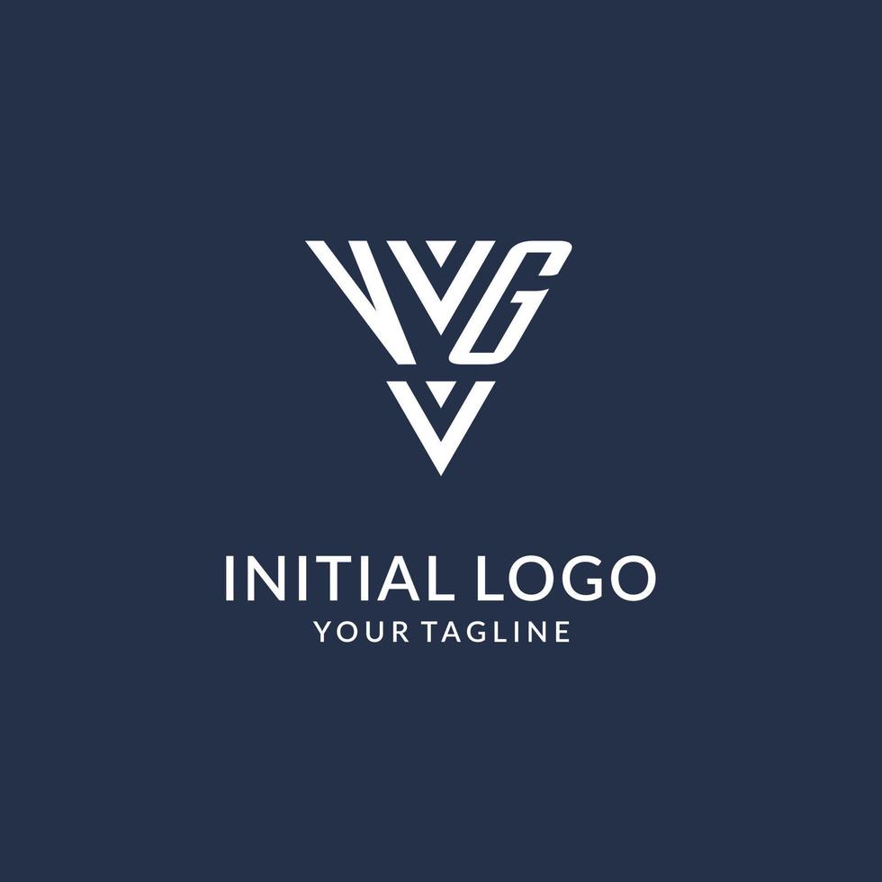 VG triangle monogram logo design ideas, creative initial letter logo with triangular shape logo vector