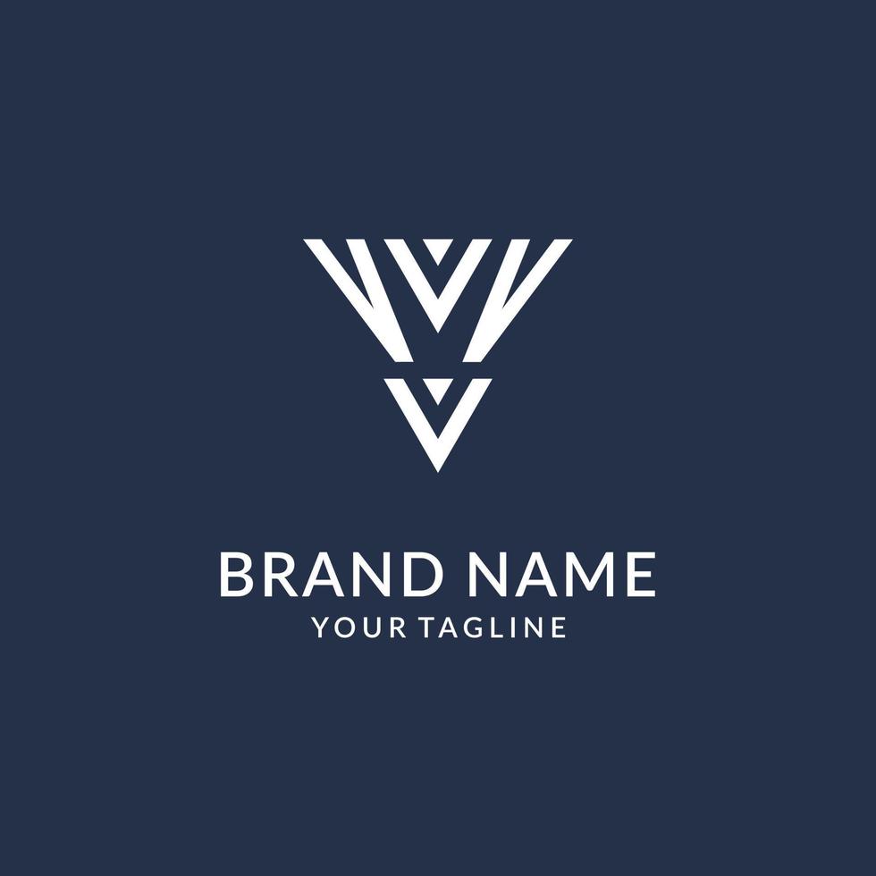 VV triangle monogram logo design ideas, creative initial letter logo with triangular shape logo vector