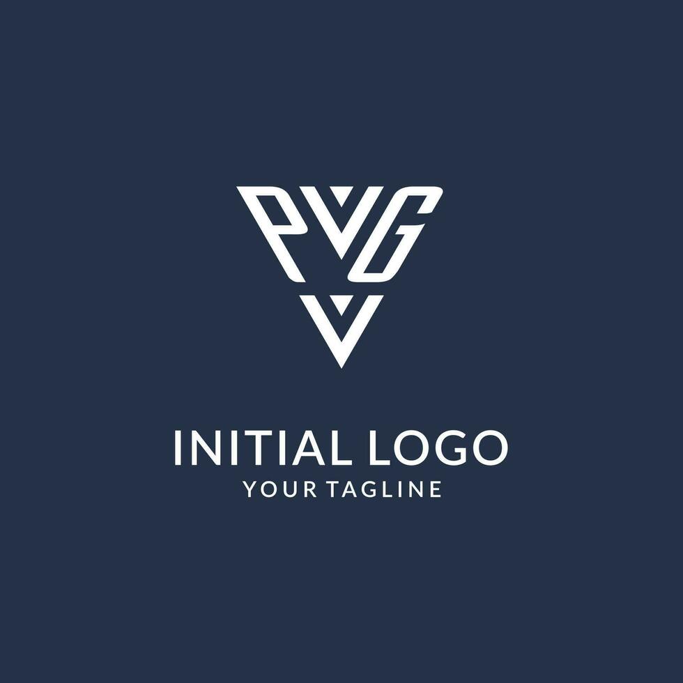PG triangle monogram logo design ideas, creative initial letter logo with triangular shape logo vector