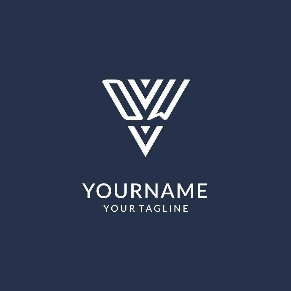 OW triangle monogram logo design ideas, creative initial letter logo with triangular shape logo vector