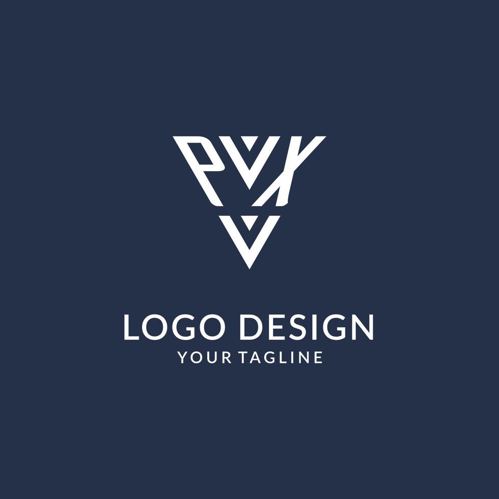 PX triangle monogram logo design ideas, creative initial letter logo with triangular shape logo vector