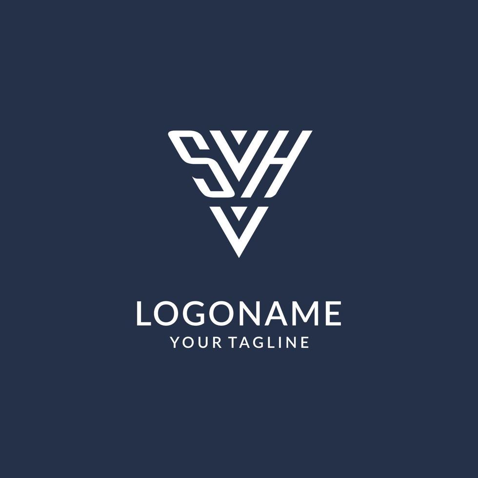 SH triangle monogram logo design ideas, creative initial letter logo with triangular shape logo vector