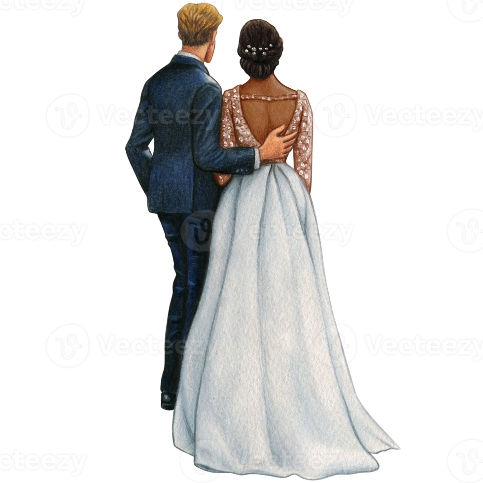 Aquarell schön Hochzeit Umarmen Paar png