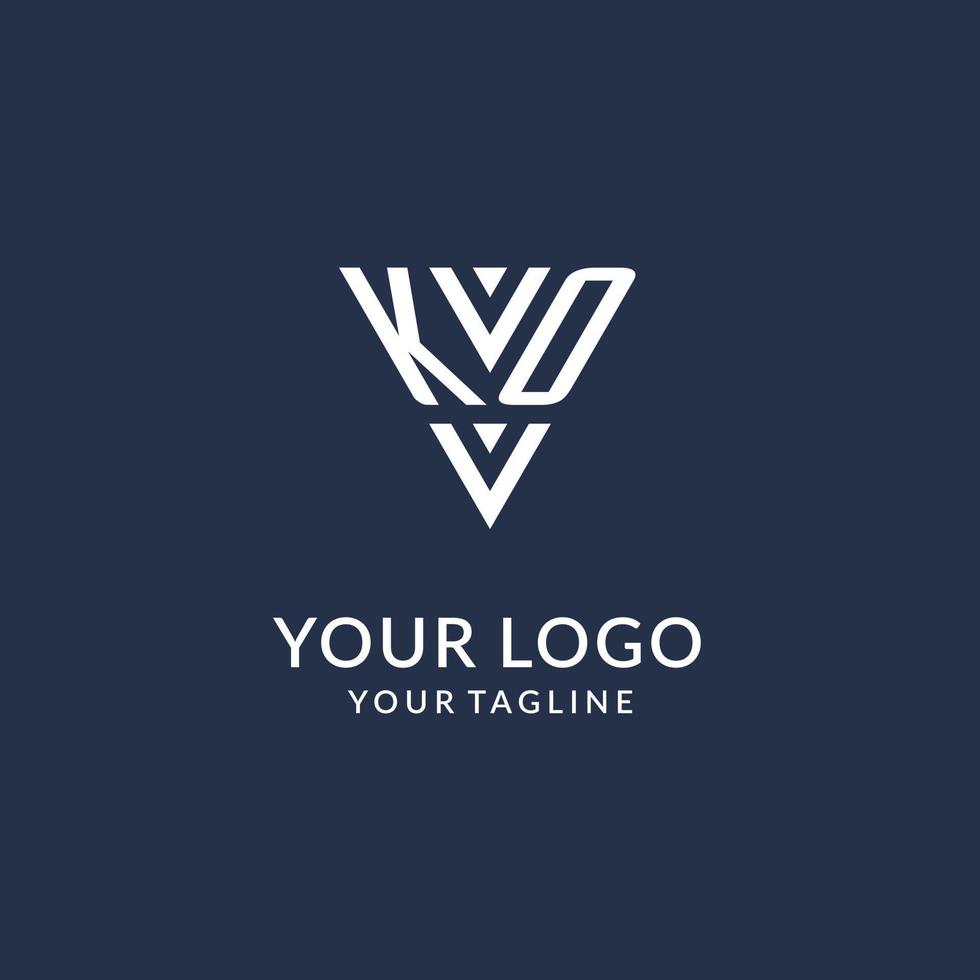 KO triangle monogram logo design ideas, creative initial letter logo with triangular shape logo vector