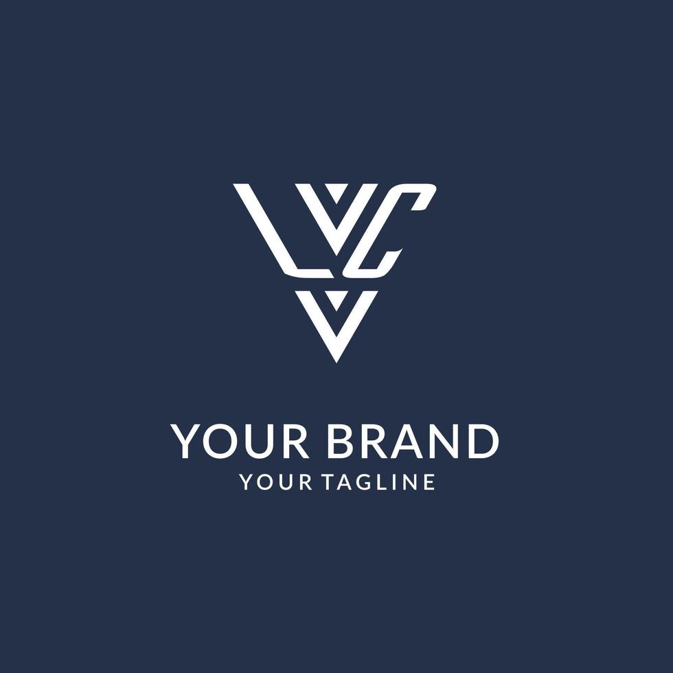LC triangle monogram logo design ideas, creative initial letter logo with triangular shape logo vector