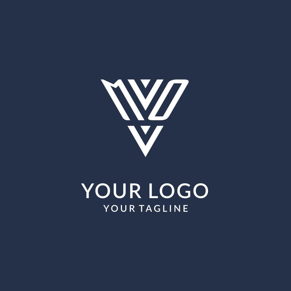 MO triangle monogram logo design ideas, creative initial letter logo with triangular shape logo vector
