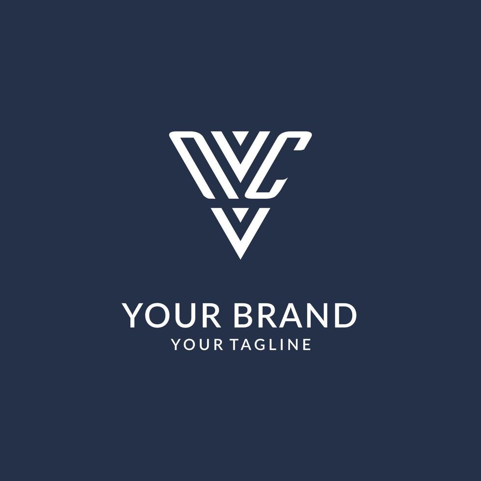 NC triangle monogram logo design ideas, creative initial letter logo with triangular shape logo vector