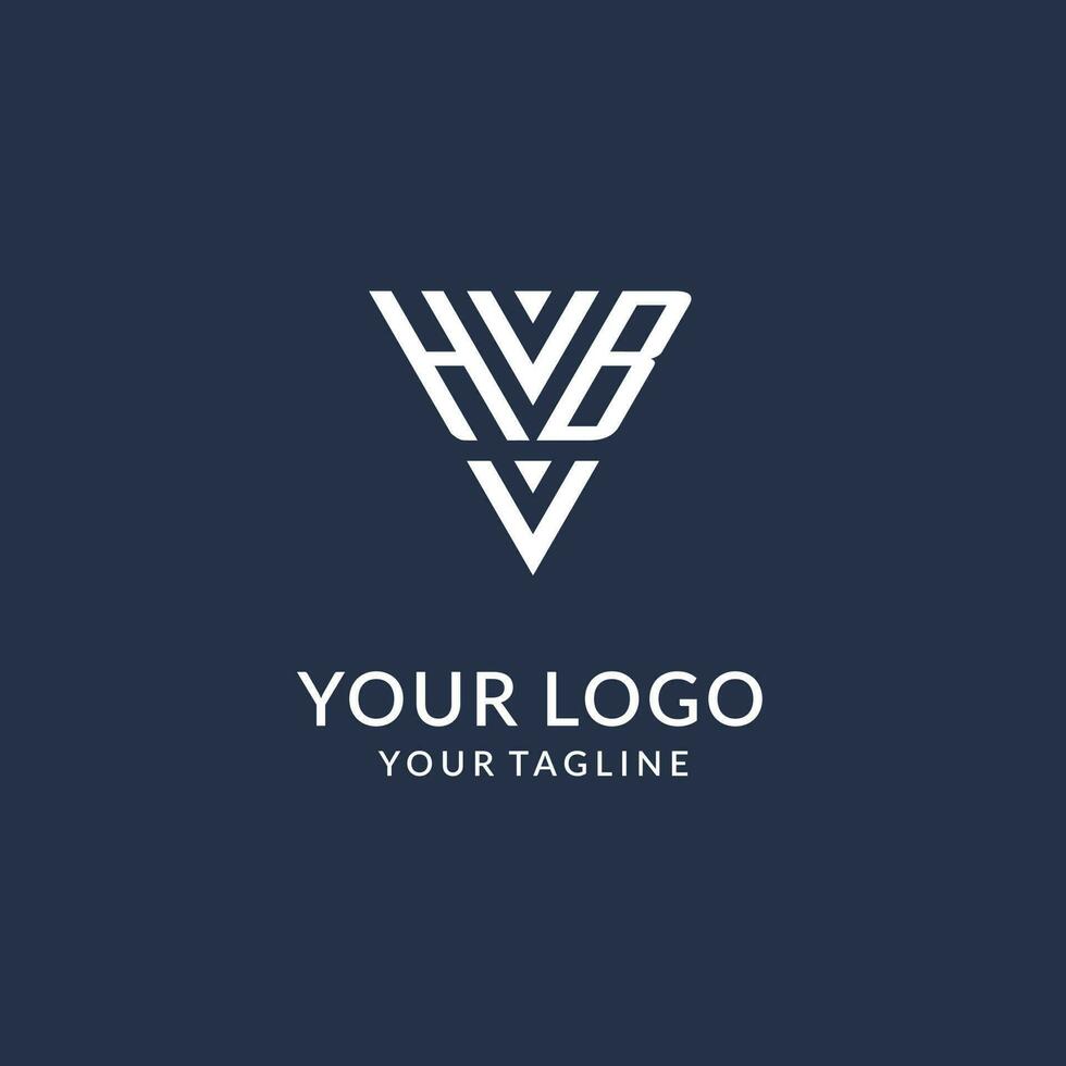 HB triangle monogram logo design ideas, creative initial letter logo with triangular shape logo vector
