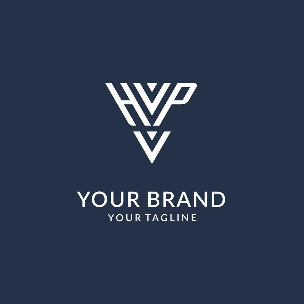 HP triangle monogram logo design ideas, creative initial letter logo with triangular shape logo vector