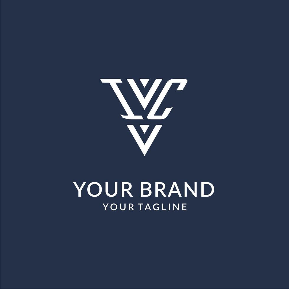 IC triangle monogram logo design ideas, creative initial letter logo with triangular shape logo vector