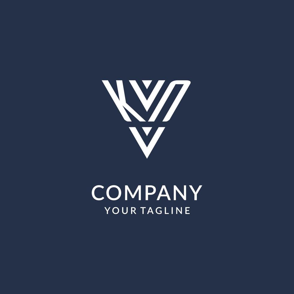 KN triangle monogram logo design ideas, creative initial letter logo with triangular shape logo vector