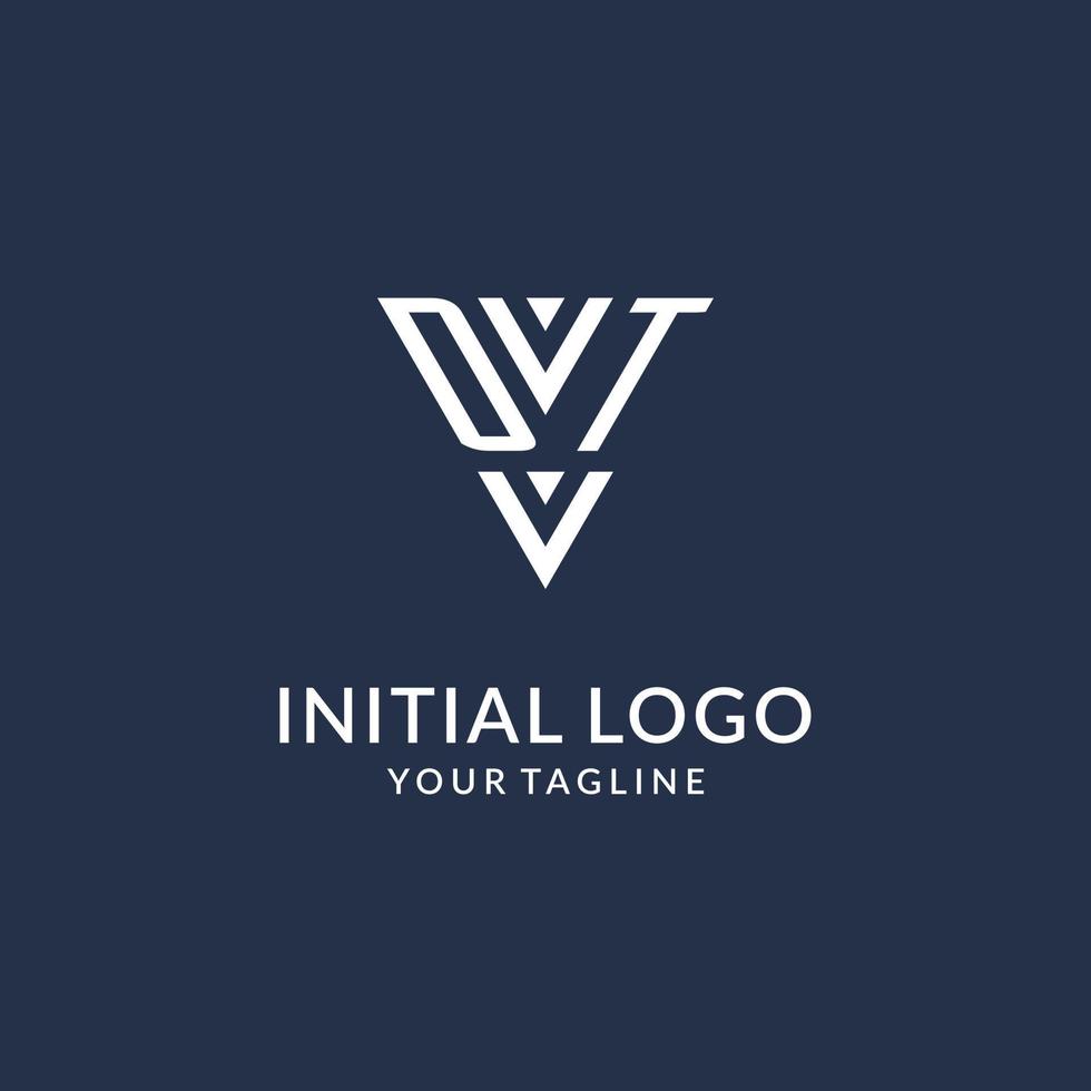 DT triangle monogram logo design ideas, creative initial letter logo with triangular shape logo vector