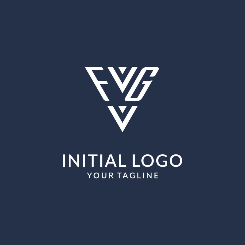 FG triangle monogram logo design ideas, creative initial letter logo with triangular shape logo vector