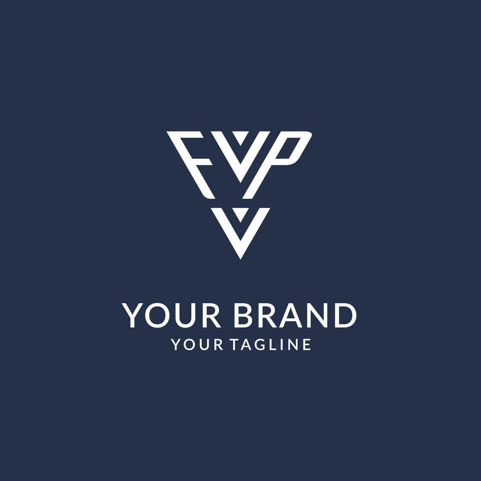 FP triangle monogram logo design ideas, creative initial letter logo with triangular shape logo vector
