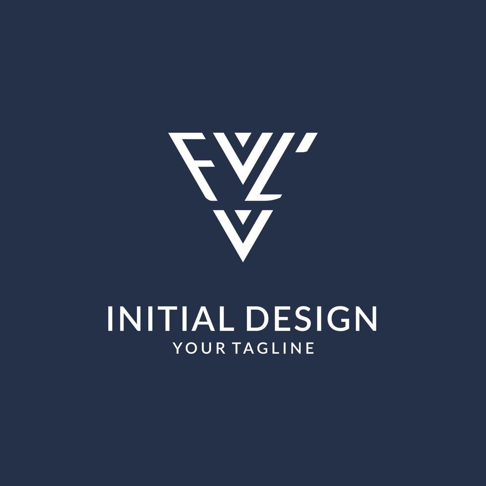 FL triangle monogram logo design ideas, creative initial letter logo with triangular shape logo vector