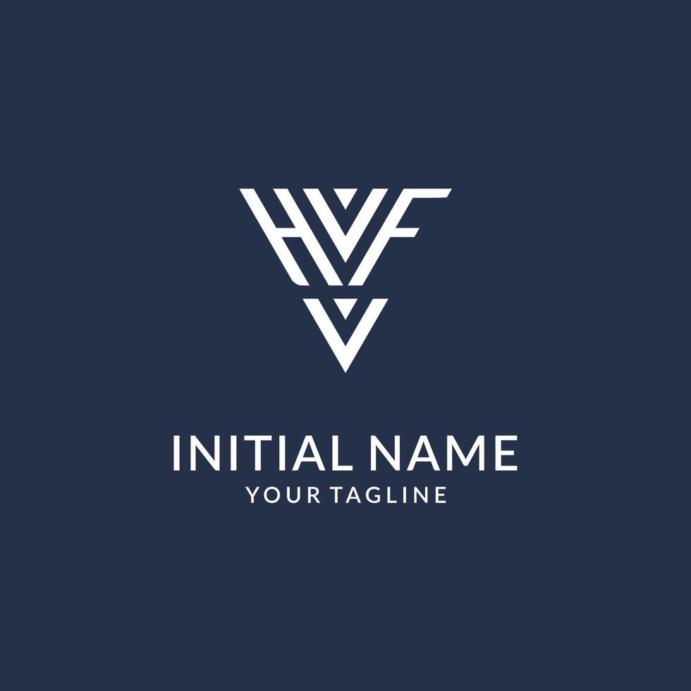 HF triangle monogram logo design ideas, creative initial letter logo with triangular shape logo vector