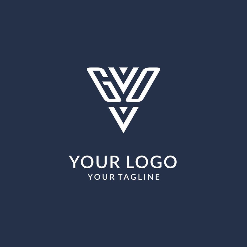 GO triangle monogram logo design ideas, creative initial letter logo with triangular shape logo vector