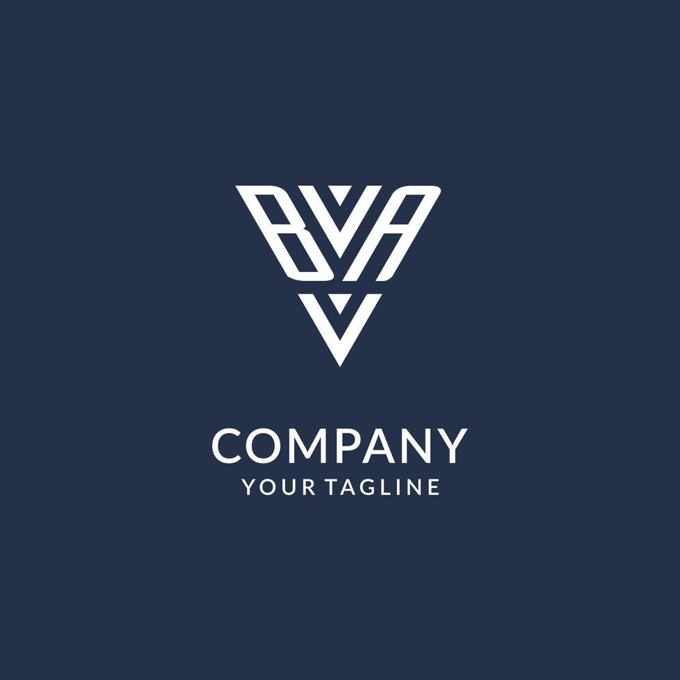 BA triangle monogram logo design ideas, creative initial letter logo with triangular shape logo vector