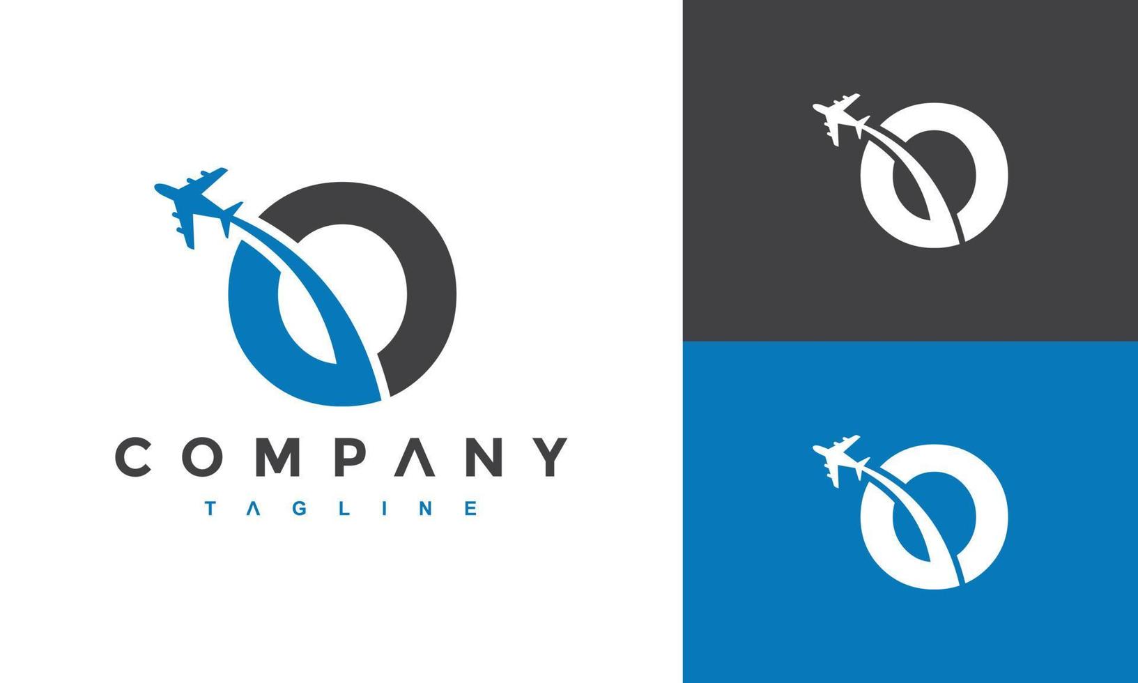 letter O airplane logo vector