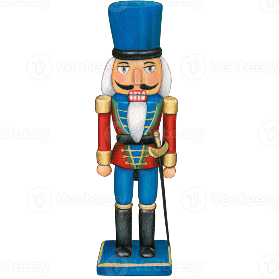 watercolor hand drawn christmas nutcracker toy png